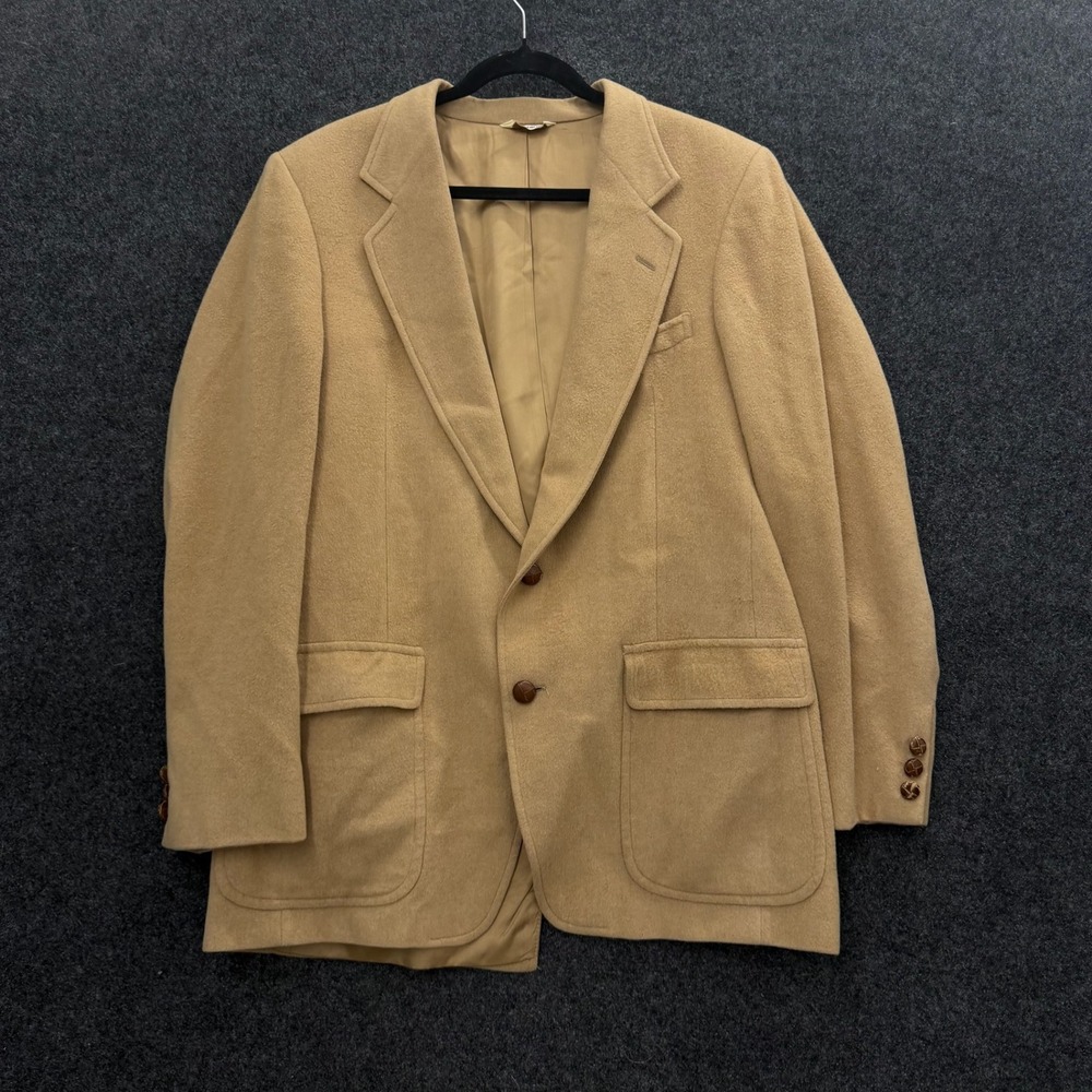 Vintage Barrister Hartmarx 100 Pure Camel Hair Blazer Tan Sport Coat 44 Made USA